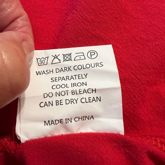 Red Linen/Cotton Button Down Shirt Women’s Size L 3/4 Sleeves - Picture 7 of 8